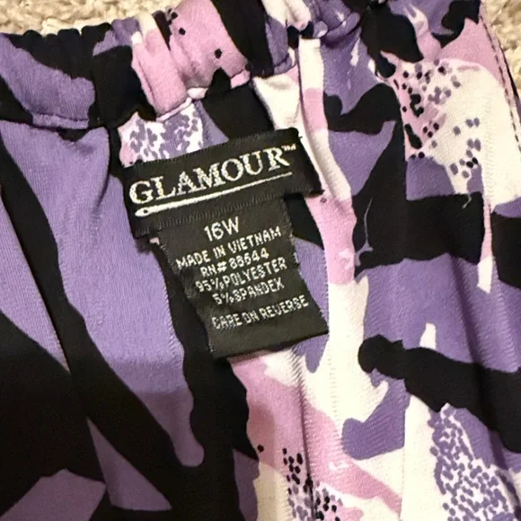 Glamour Abstract Purple and Black Midi Dress - Picture 2 of 5